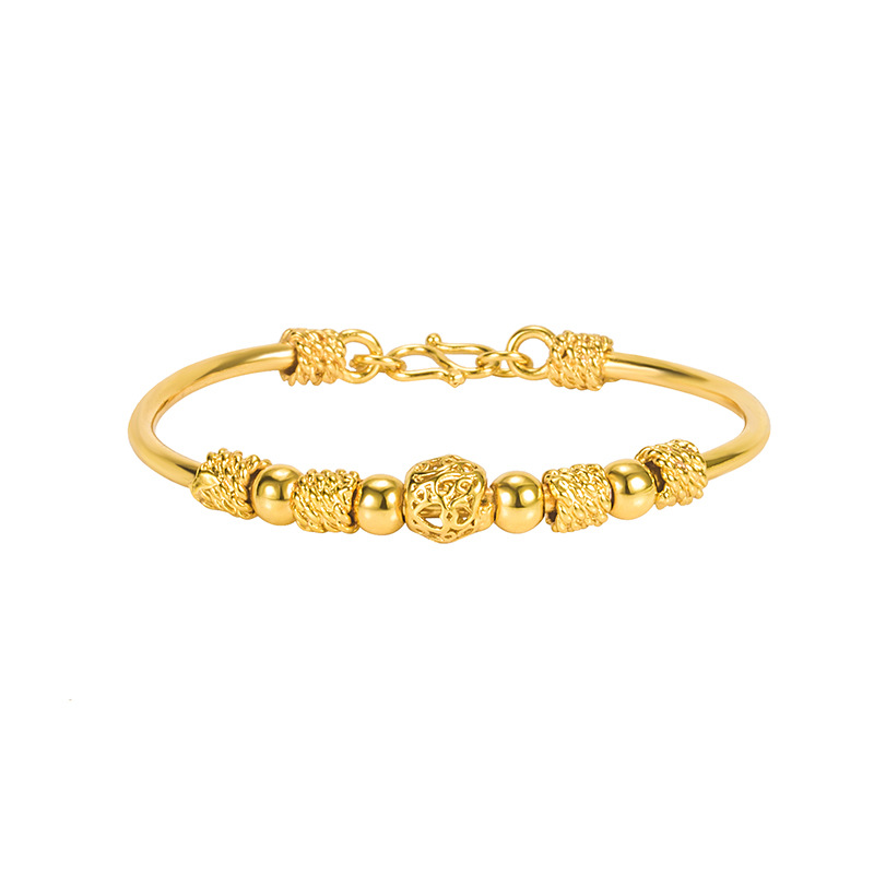 镀黄金九运转珠手环手镯 镀金灯笼推拉运转珠手镯 玲珑球推拉手镯