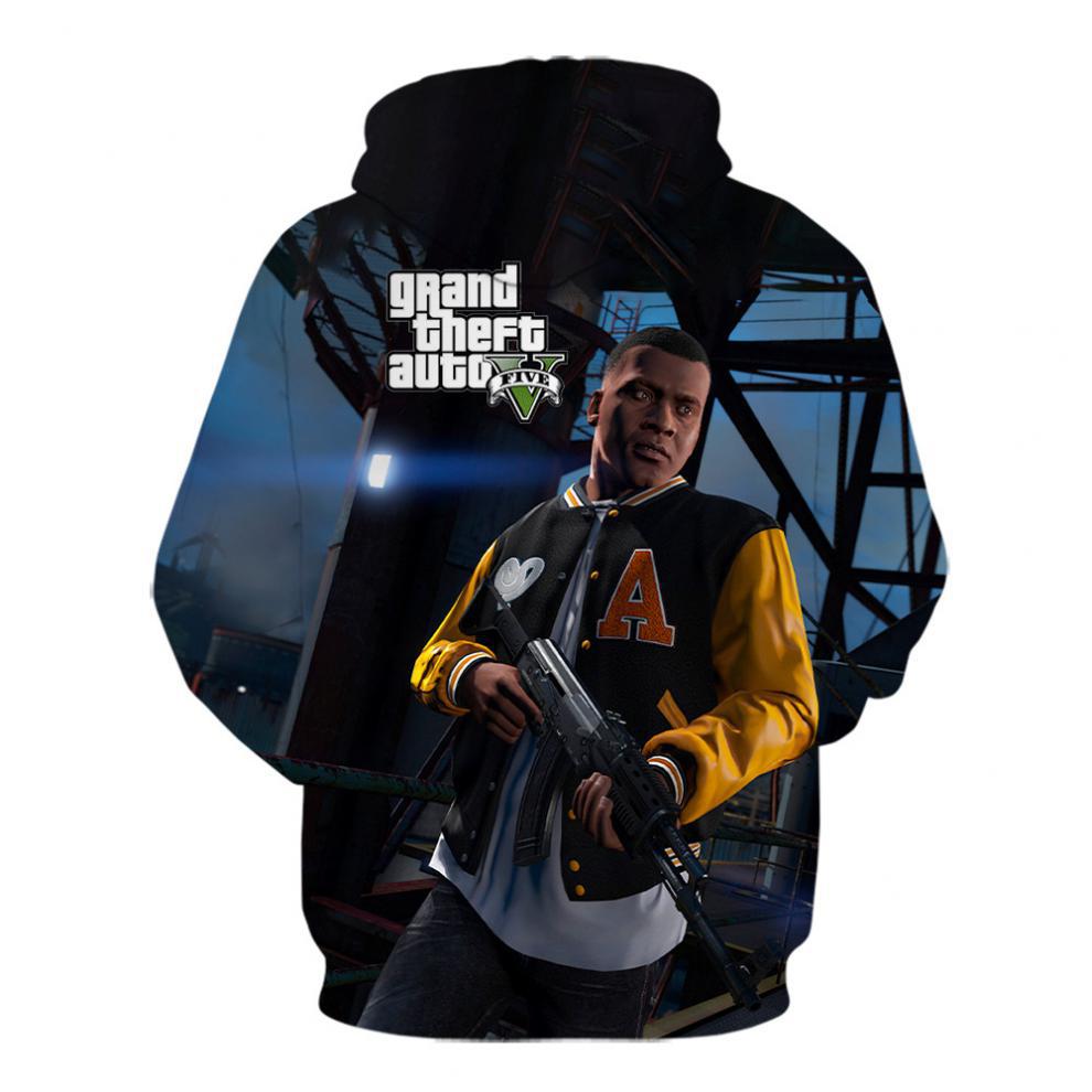 欧美跨境游戏新款 gta5侠盗猎车罪恶都市 时尚3d数码印花带帽卫衣