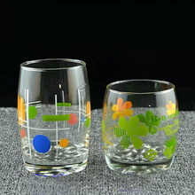 创意印花玻璃水杯六件套 精美果汁饮料玻璃杯 居家玻璃水具套装