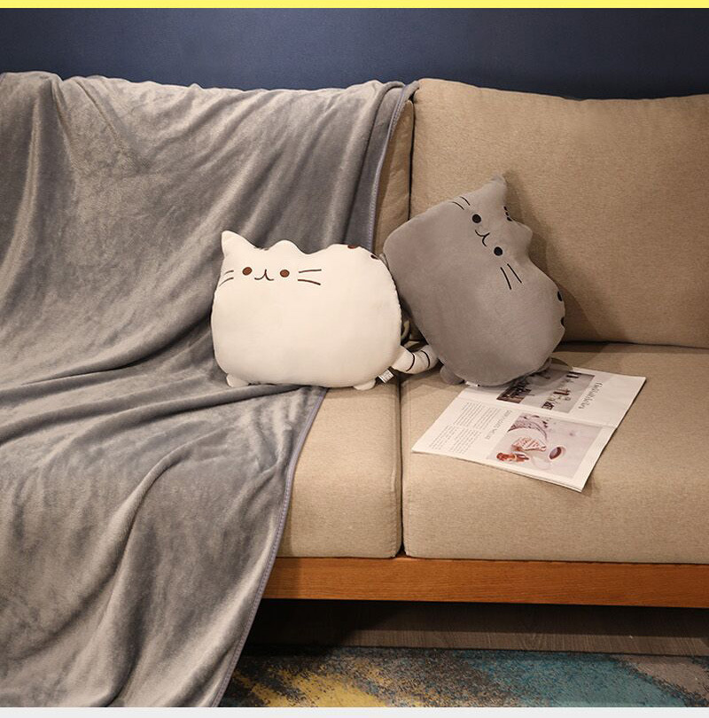小猫咪公仔抱枕被子两用办公室午睡枕头毯子三合一空调毯汽车车载