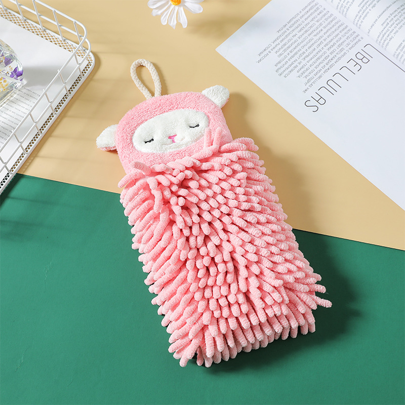 Chenille Towel Hanging Cute Cartoon Animal Hand-Wiping Ball Household Kitchen Children's Embroidery Absorbent Towel