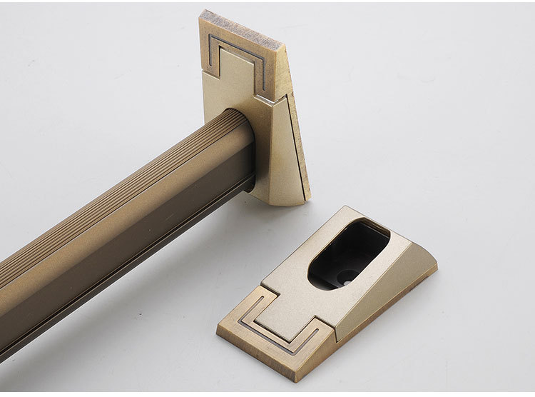 瀛秀五金衣柜挂衣杆香槟色衣通座五金配件管方形心形款铝合金