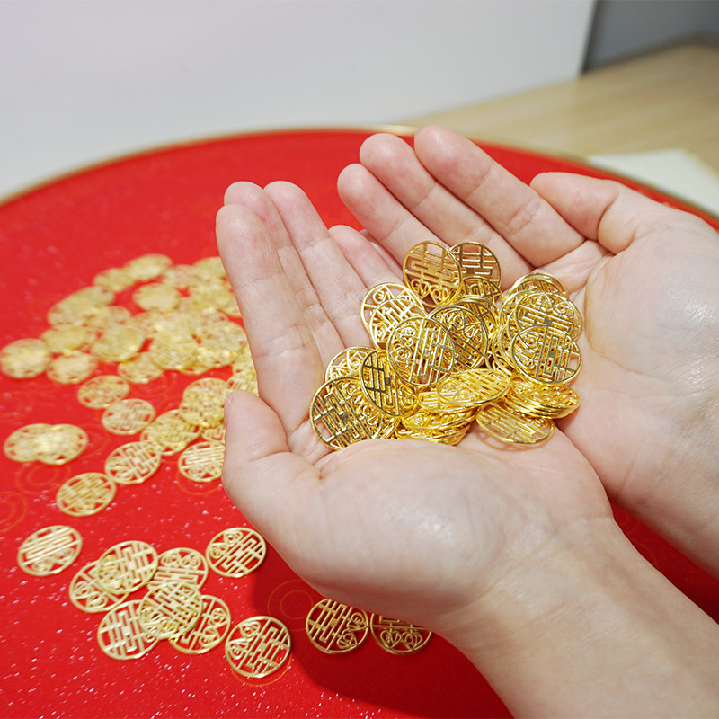 2022手工贴铝合金圆框客厅结婚喜庆新款贴 单独硬币喜字