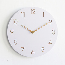 木质钟表中纤板密度板挂钟圆形木质挂钟客厅卧室静音12寸时钟挂表