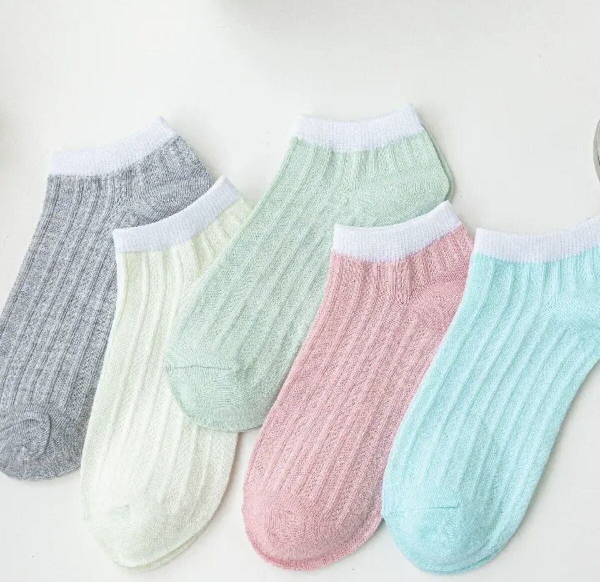 L1 Macaron Color Striped Women's Socks Spring and Summer Thin Ankle Sock Breathable Low-Cut Short Socks Candy Color Diamond