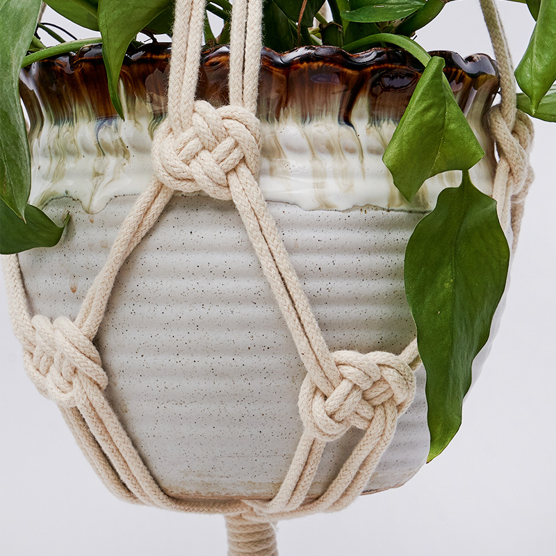 棉麻绳编织花盆吊绳悬挂 园艺吊篮花盆阳台花盆网兜 壁挂式装饰品采购