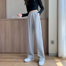 夏季新款直筒休闲裤女学生版ins韩版高腰运动灰色阔腿裤150矮个子