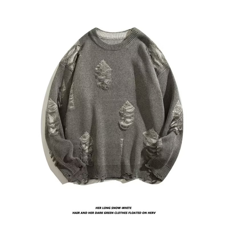 春秋新款五角星毛衣男美式高街宽松高级感针织衫男生m06-p50-阿里巴巴