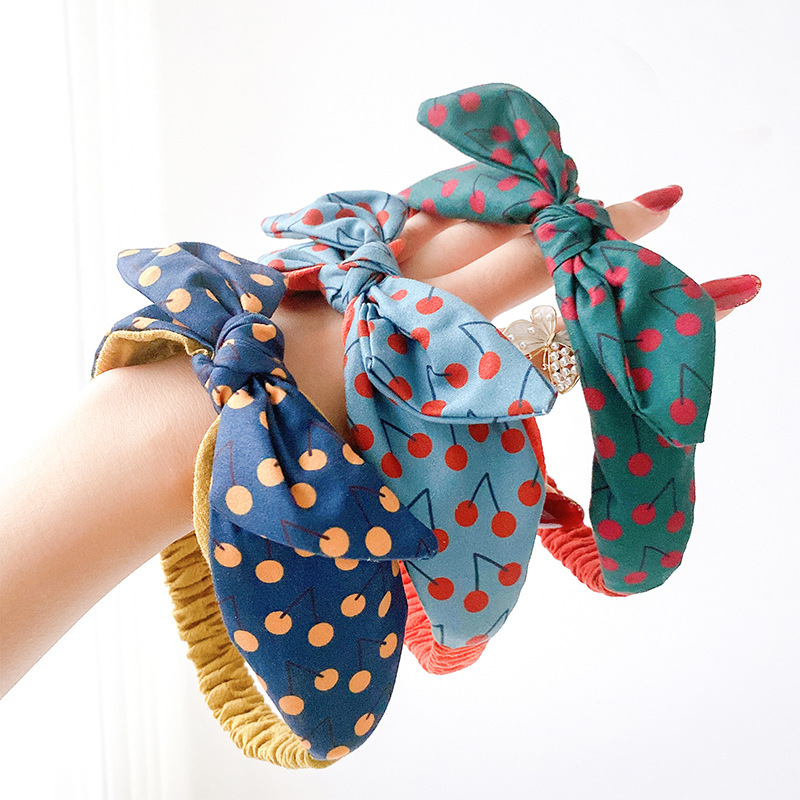 Children's Baby Bow Hair Band Korean Girls' Polka Dot Fabric Hair Band Headband New Princess Sports Hair Accessories