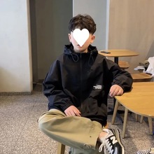 男童冲锋衣秋冬新款男孩洋派加绒加厚冬装儿童衣服宽松上衣薄外套