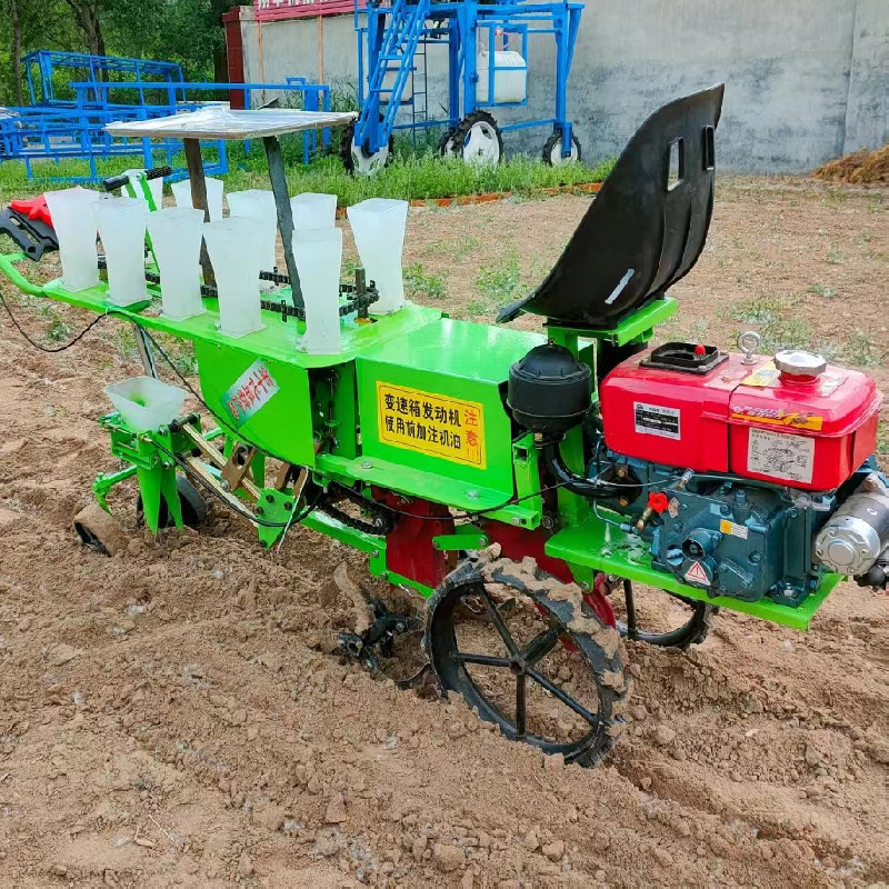 新款手推自走式辣椒移栽机蔬菜秧苗自动栽苗机大棚种植秧苗移栽机