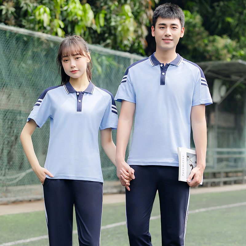 中学生夏季校服短袖长裤套装集体服初中生运动会团体服高中毕业服
