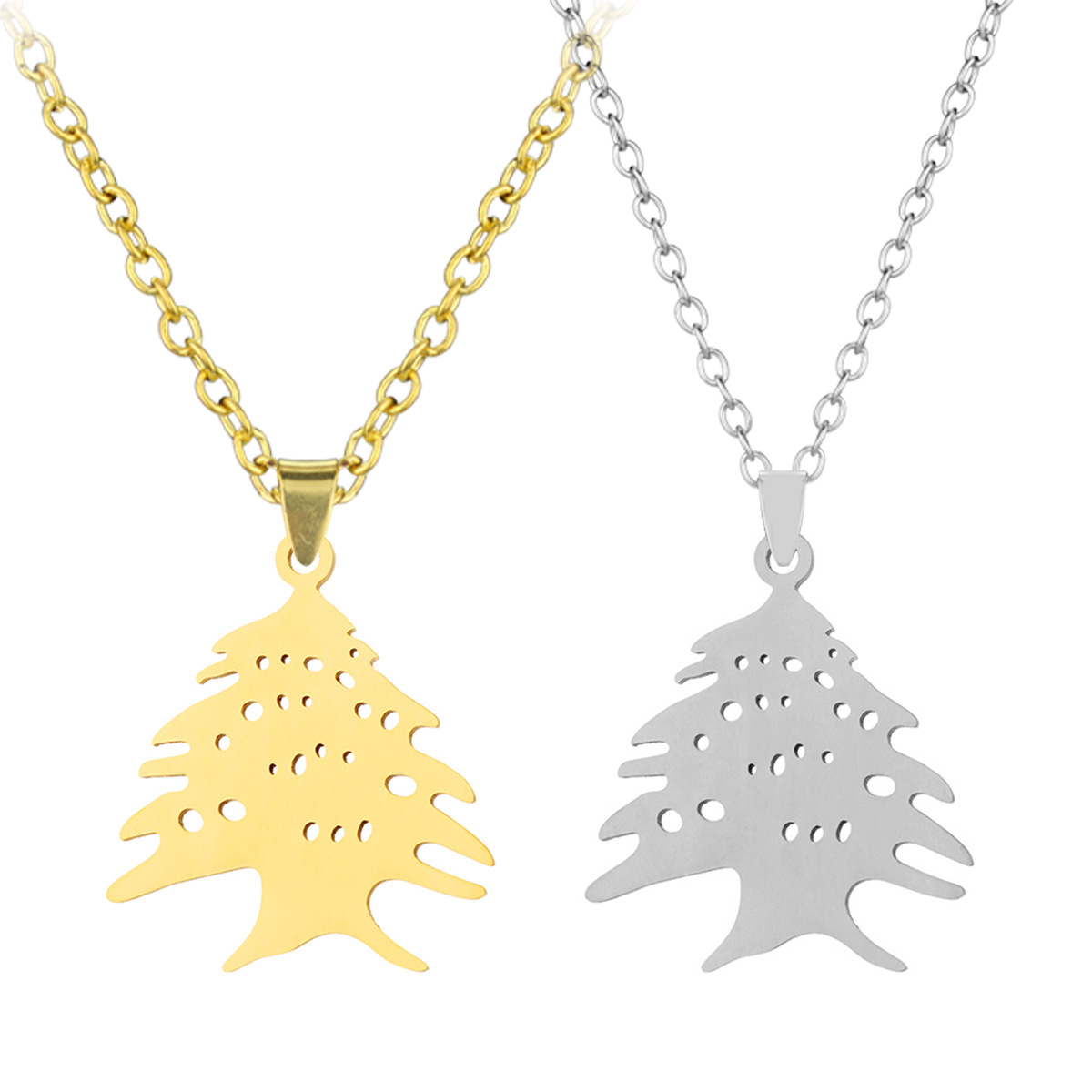 跨境热卖黎巴嫩国徽地图利班吊坠项链男女通用时尚钛钢情侣项链