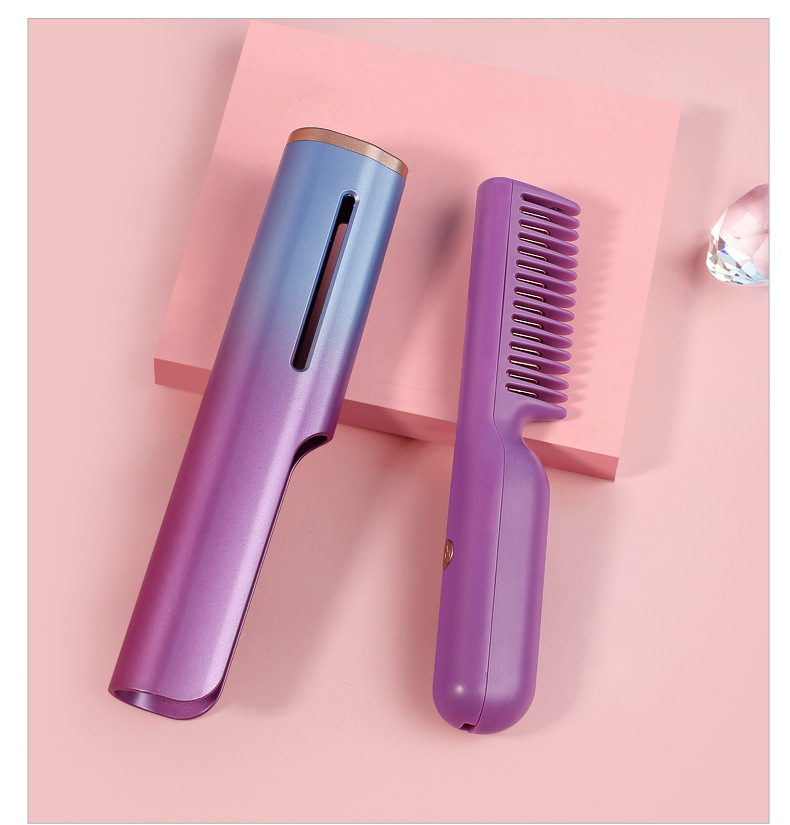 新款无线充电直发梳 拉直usb便携直发器电热梳子跨境抖音爆款厂家