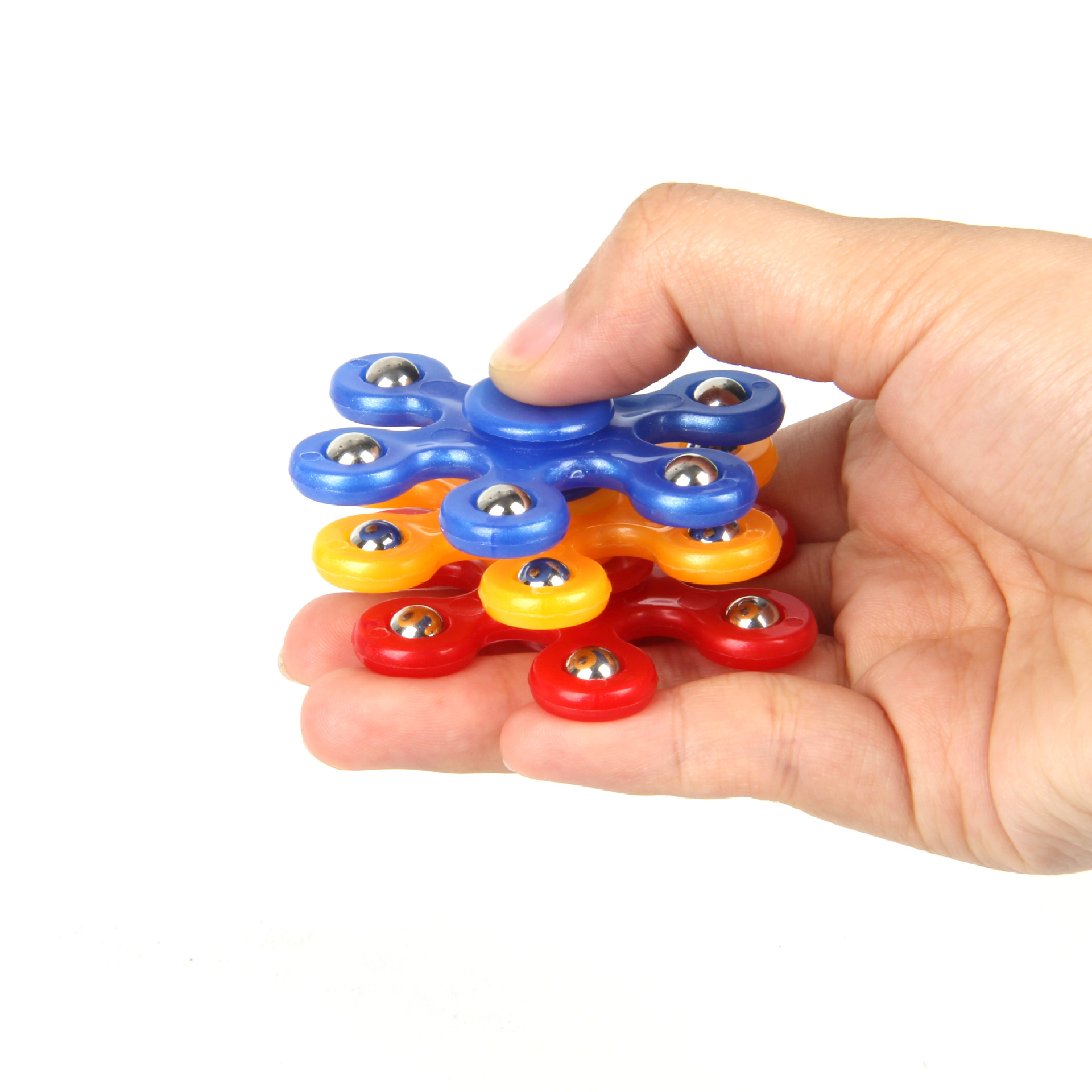 六珠指尖陀螺儿童减压玩具六叶轴承六角钢珠螺旋指间玩具