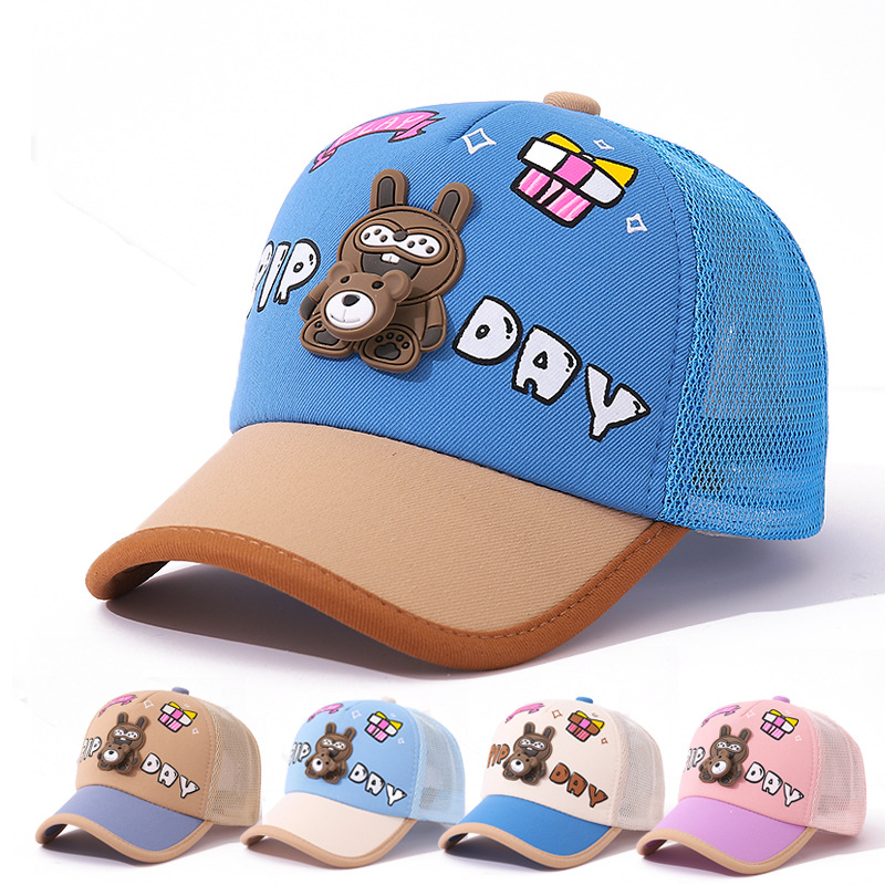 children‘s mesh cap cute little cartoon baby boys‘ peaked cap summer girls‘ sun protection sun hat thin baseball cap