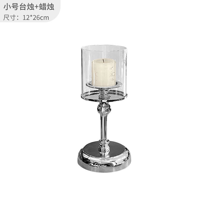 Retro Affordable Luxury Silver Candle Holder Aromatherapy Glass Candle Romantic Table Candlelight Dinner Domestic Ornaments