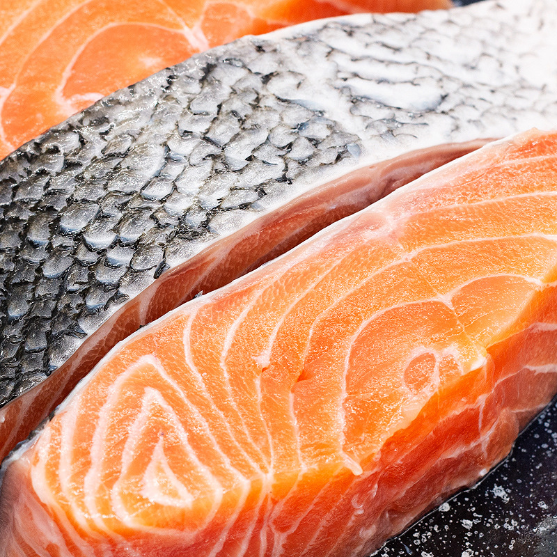 华润三文鱼中段750g带皮新鲜冷冻鱼块宝宝辅食已核酸检测