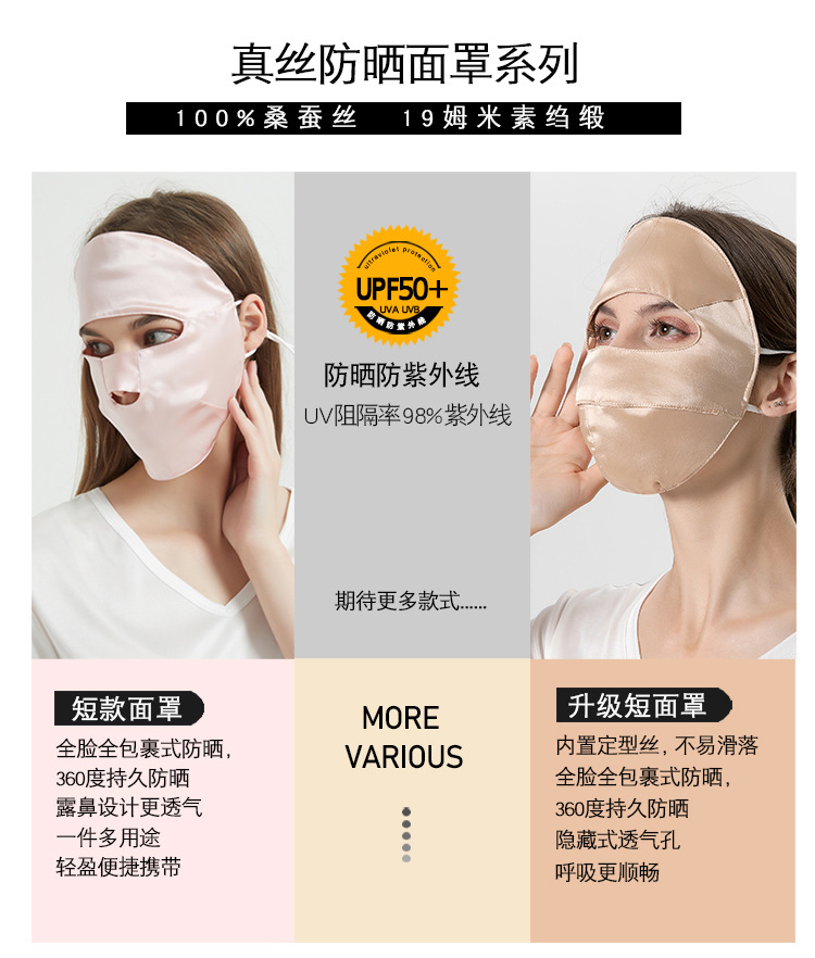 Silk Sun Mask Sleep Ventilation Full Protection Face Mask Summer UV Mask Mulberry Silk Oil Smoke-Proof Veil for Women