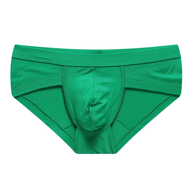 Men's Underwear Modal Briefs Boys U Pouch Anti-Strangulation Low Waist Solid Color Simple Underpants Slit Red