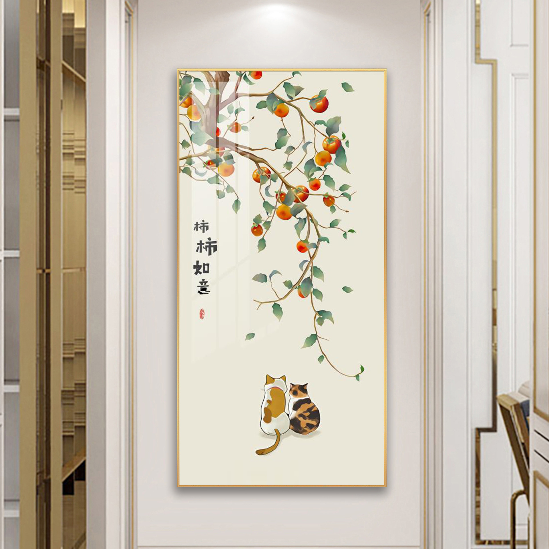 新中式玄关装饰画多边形创意组合走廊过道壁画现代简约大气挂画