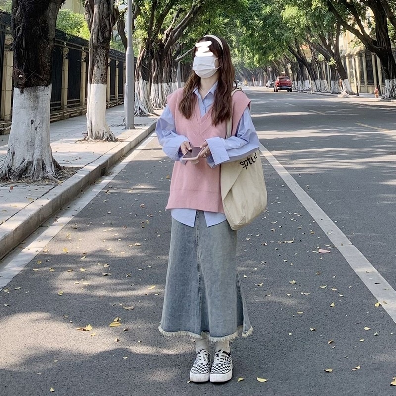 早春装搭配一整套时尚微胖女生盐系小香风茶系韩剧穿搭三件套装秋