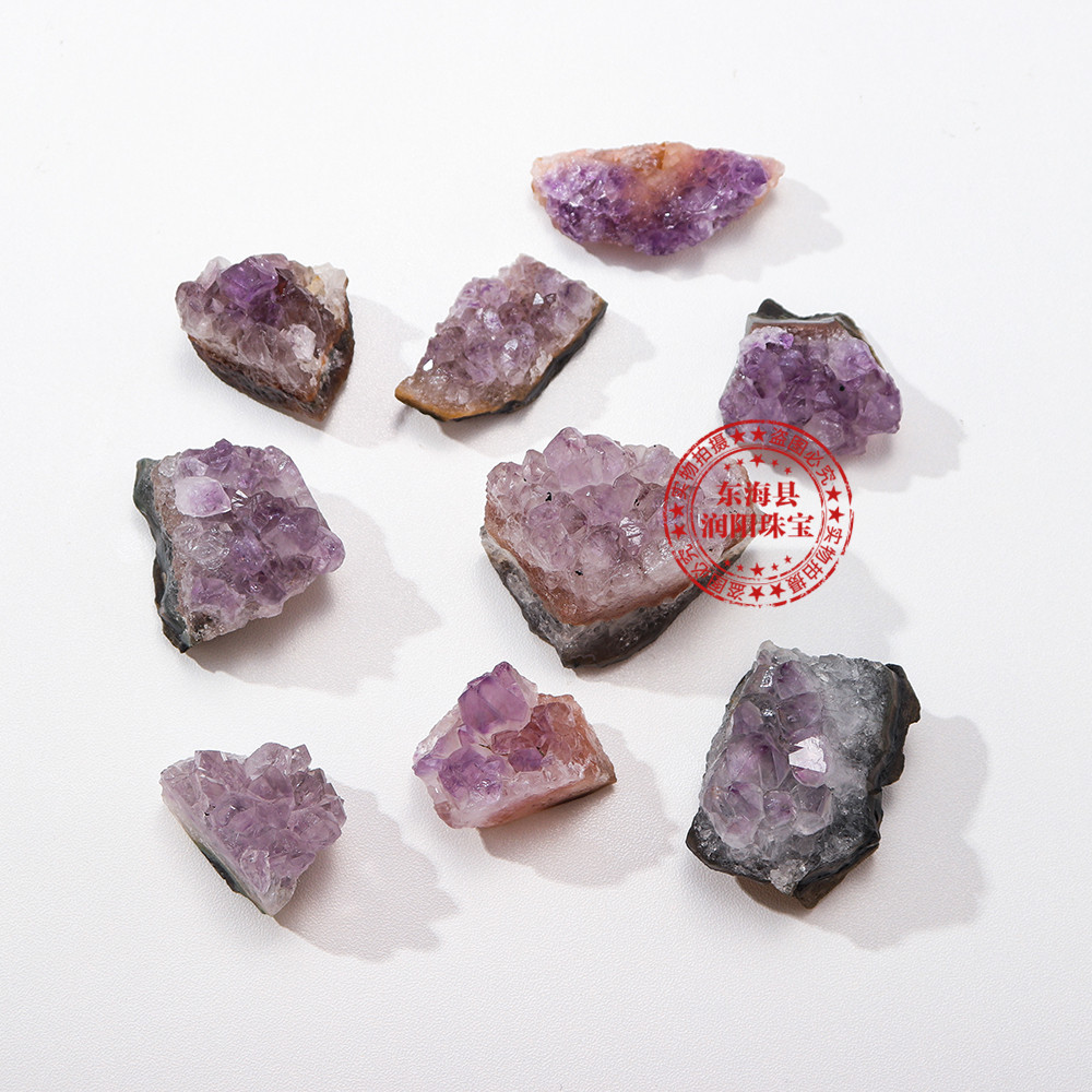 批发1kg天然紫晶块 薰衣草紫色水晶簇消磁原石跨境热销水晶能量石