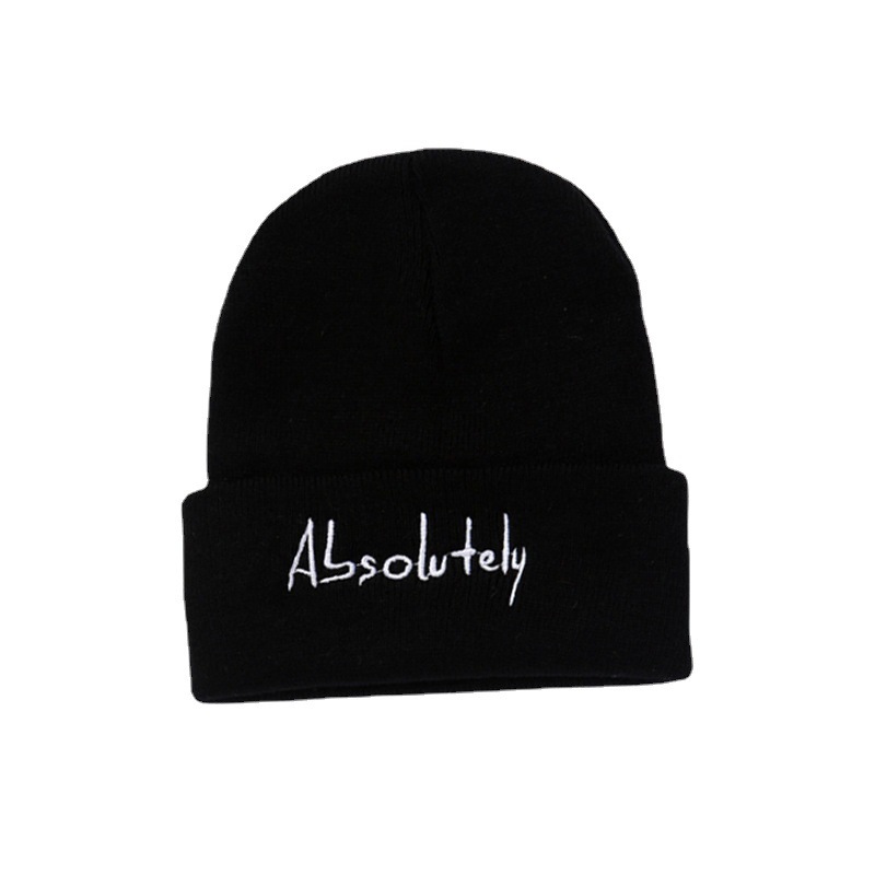 Cross-Border Letter Embroidery Knitted Hat Korean Autumn and Winter Woolen Cap Outdoor Warm Hat Trendy Men and Women Sleeve Cap Beanie Hat