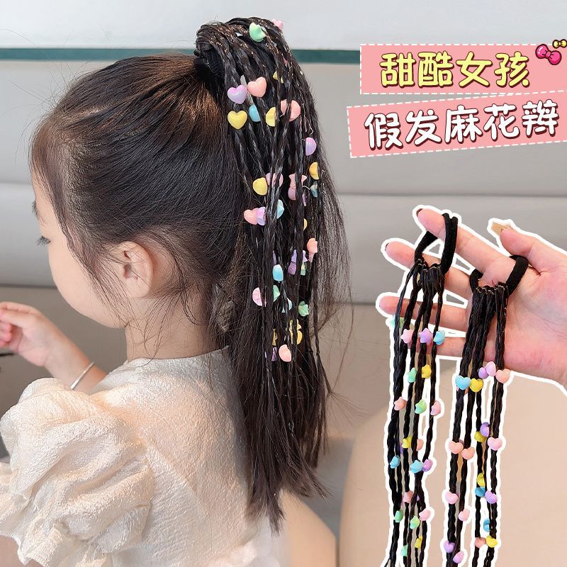 儿童头饰发饰新款爱心假发辫发圈女童高免扎发神器小女孩甜击辫子