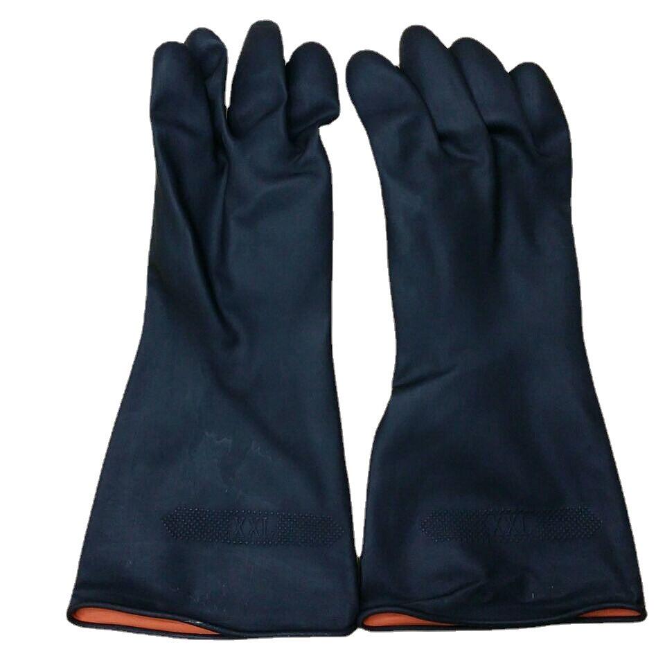 工业耐酸碱手套乳胶防化加长加厚手套现货批发