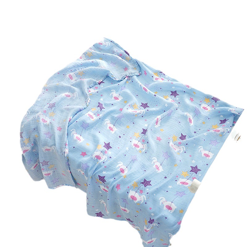 Gauze Bag Quilt Newborn Swaddling Towel Gauze Bamboo Cotton Baby Swaddling Blanket Baby's Bath Towel Printing Baby's Blanket Foreign Trade