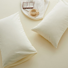 厂家直销 新款纯色拼色全棉水洗棉单枕套 48*74cm枕套/对 米黄