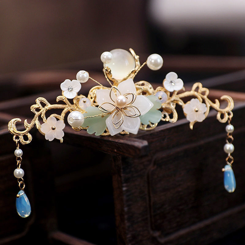 儿童古风发饰汉服头饰唐装发夹流苏步摇套装旗袍古装头花饰品发梳