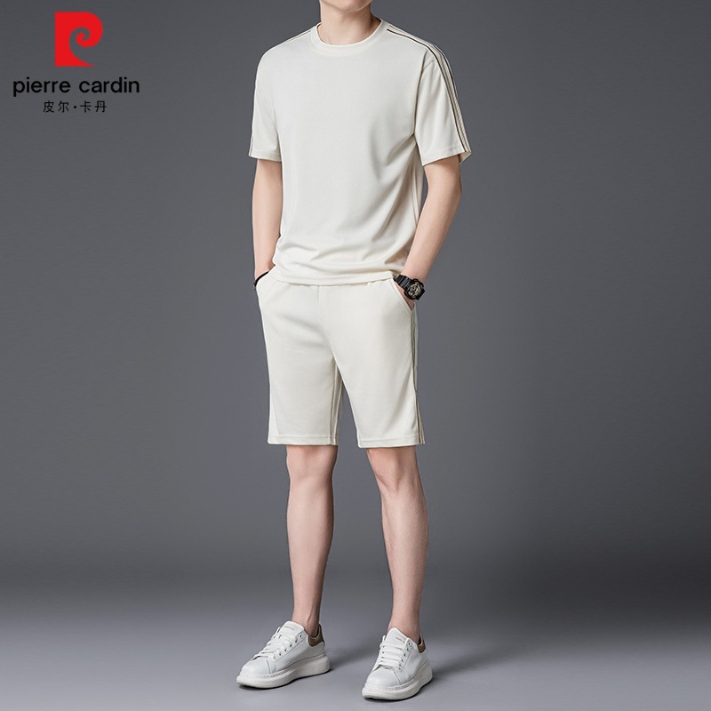 同款皮尔卡丹男装桑蚕丝男士休闲运动服套装男款短袖-阿里巴巴