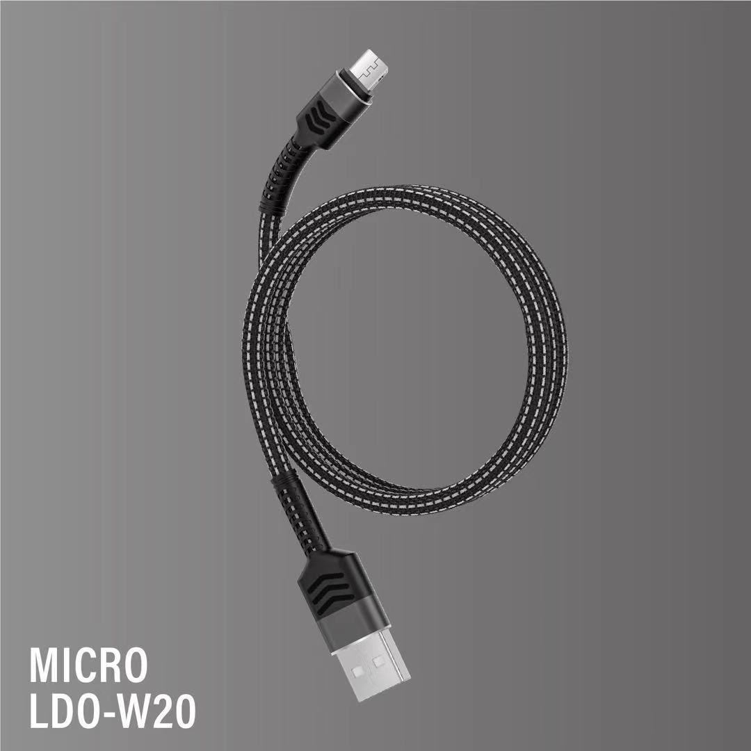 LDO Series W20 New Nylon Woven Android TC I5 Data Cable Support Mobile Phone Qc3.0 Fast Charging Function