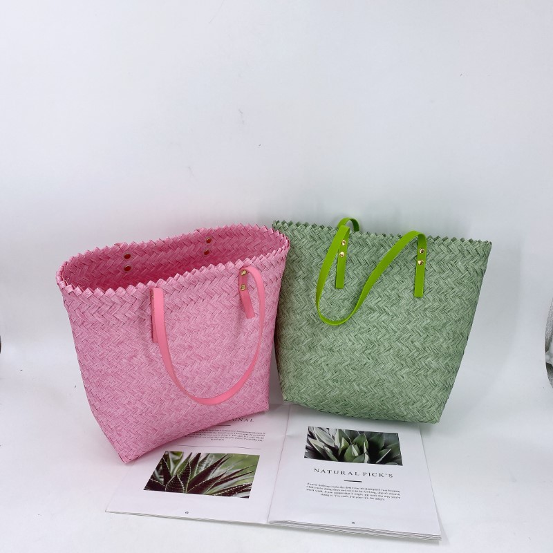 colorful storage basket plastic portable vegetable basket hand-woven bag woven basket