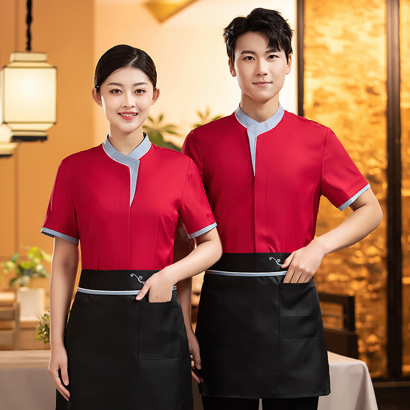 中式餐厅服务员工作服短袖女酒店火锅饭店茶楼餐饮川湘菜工衣夏装