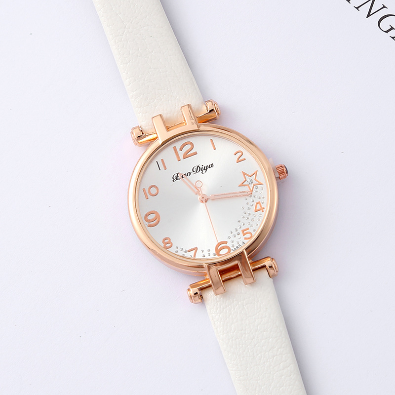 2023 New Solid Color Quartz Watch Fashion Lady Student Small Belt Watch Little Star Diamond-Embedded Watch