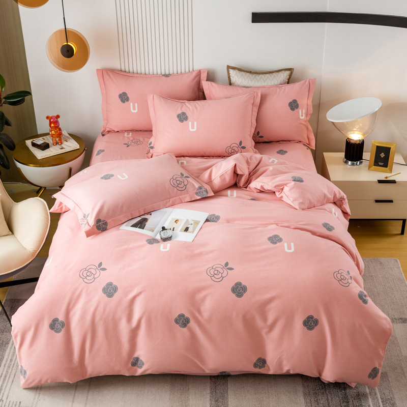 Show off Water Star Home Textile Thickened Cotton Brushed Four-Piece Set Autumn and Winter Bedding Cotton Set Wholesale Group Purchase
