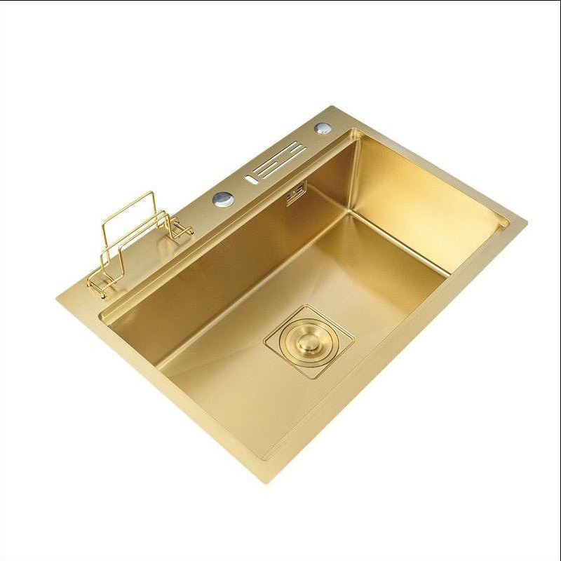 Nano Gold 304 Stainless Steel Large Single Sink Kitchen Vegetable Basin Multi-Functional Sink Drop-in Sink Household Scullery