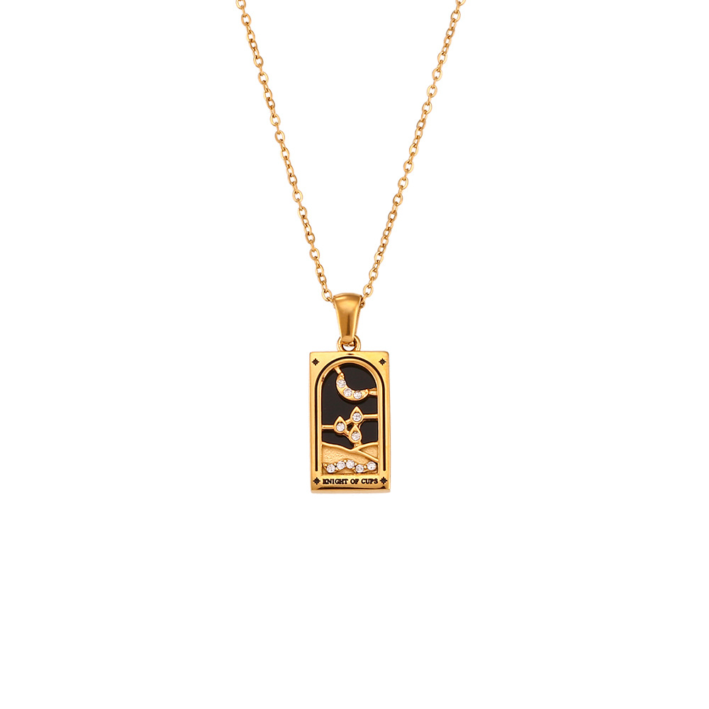 European and American Ins Fashion Retro Popular Selling Pendant Jewelry Stainless Steel Rectangular Drop Zircon Necklace