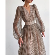 women Puff sleeve polka dot dress 气质淑女泡泡袖波点连衣裙