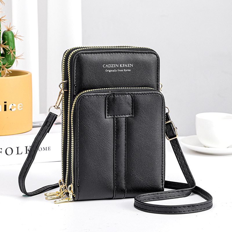 New Ladies Phone Bag Women's Wallet Pu Long Triple Zipper Trendy Women's Bags Mini Bag Shoulder Bag Oblique