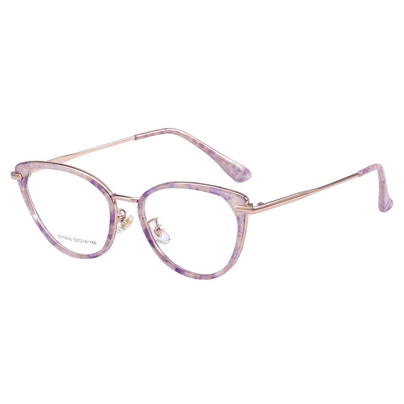 Cross-Border E-Commerce Cat Eye Plain Glasses Tr90 Europe, America and Southeast Asia Can Be Equipped with Myopia Glasses Rim Wholesale S11916