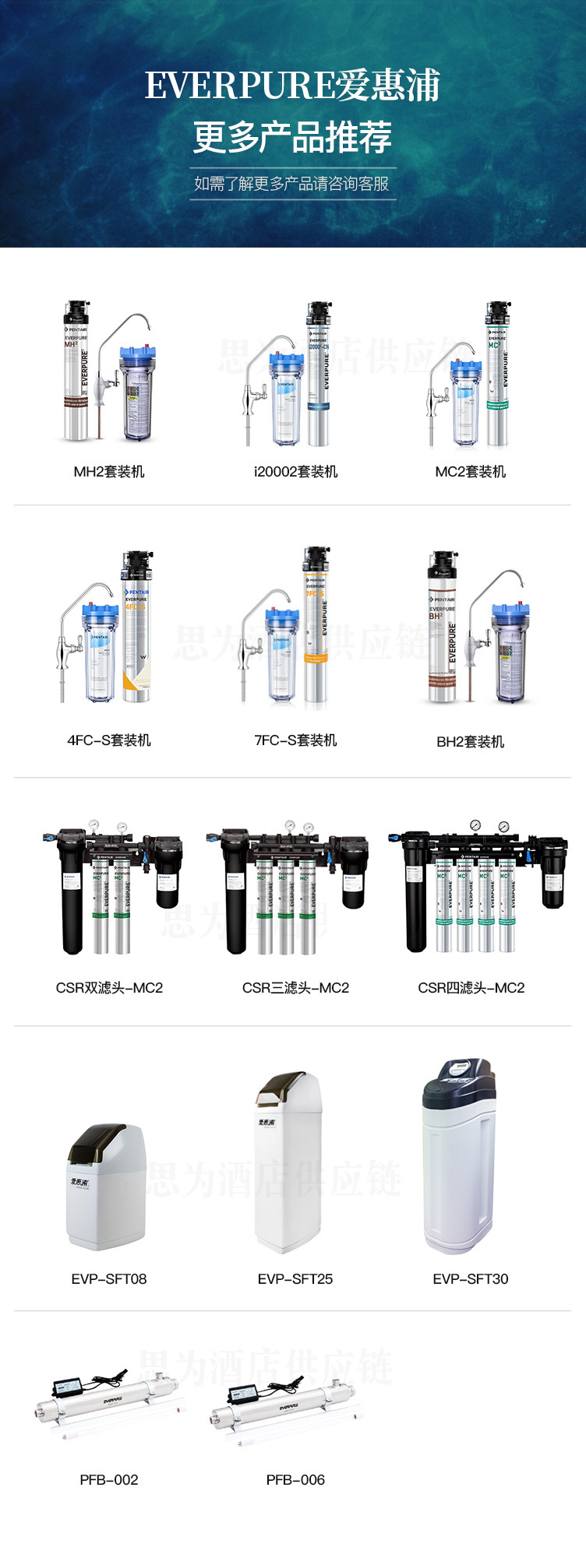 美国爱惠浦 everpure直饮水净水器商用餐厅过滤器mc2四联