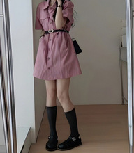 粉色连衣裙子小个子微胖mm显瘦梨型身材穿搭短裙夏季2024新款