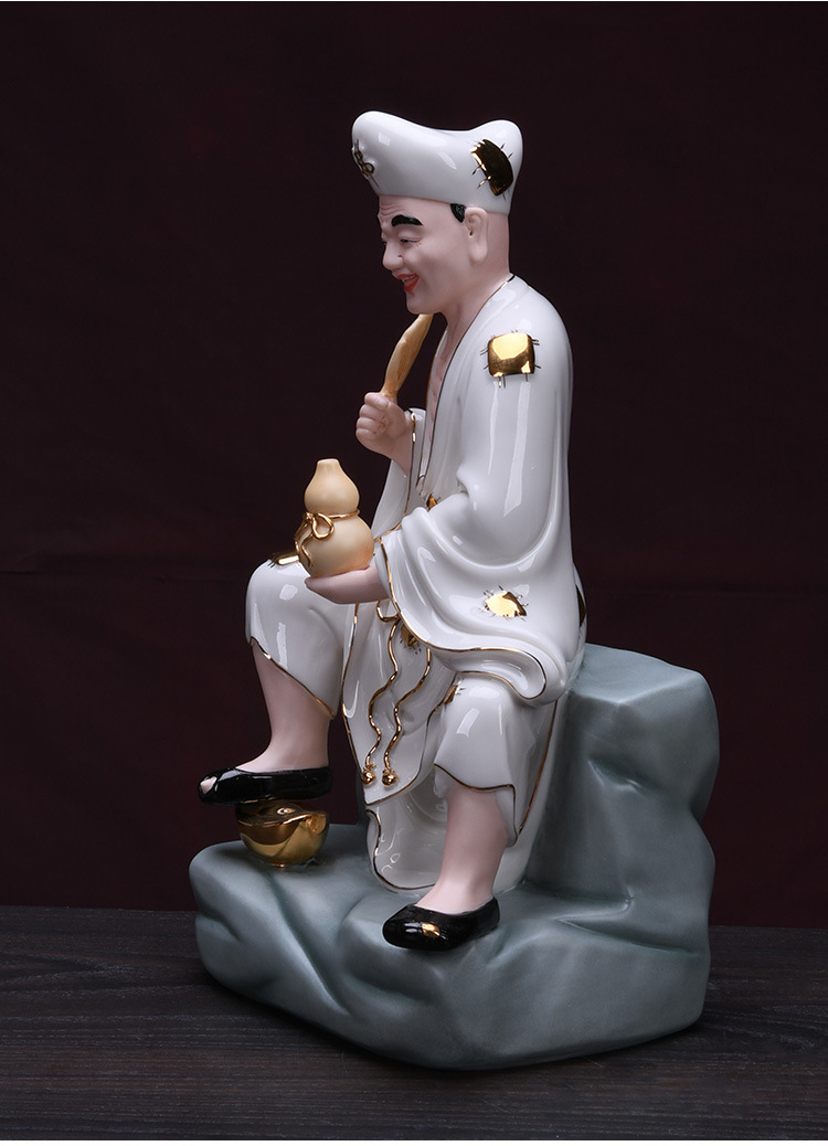 陶瓷济公活佛佛像居家供奉降龙罗汉像尊者工艺品家居饰品摆件道济