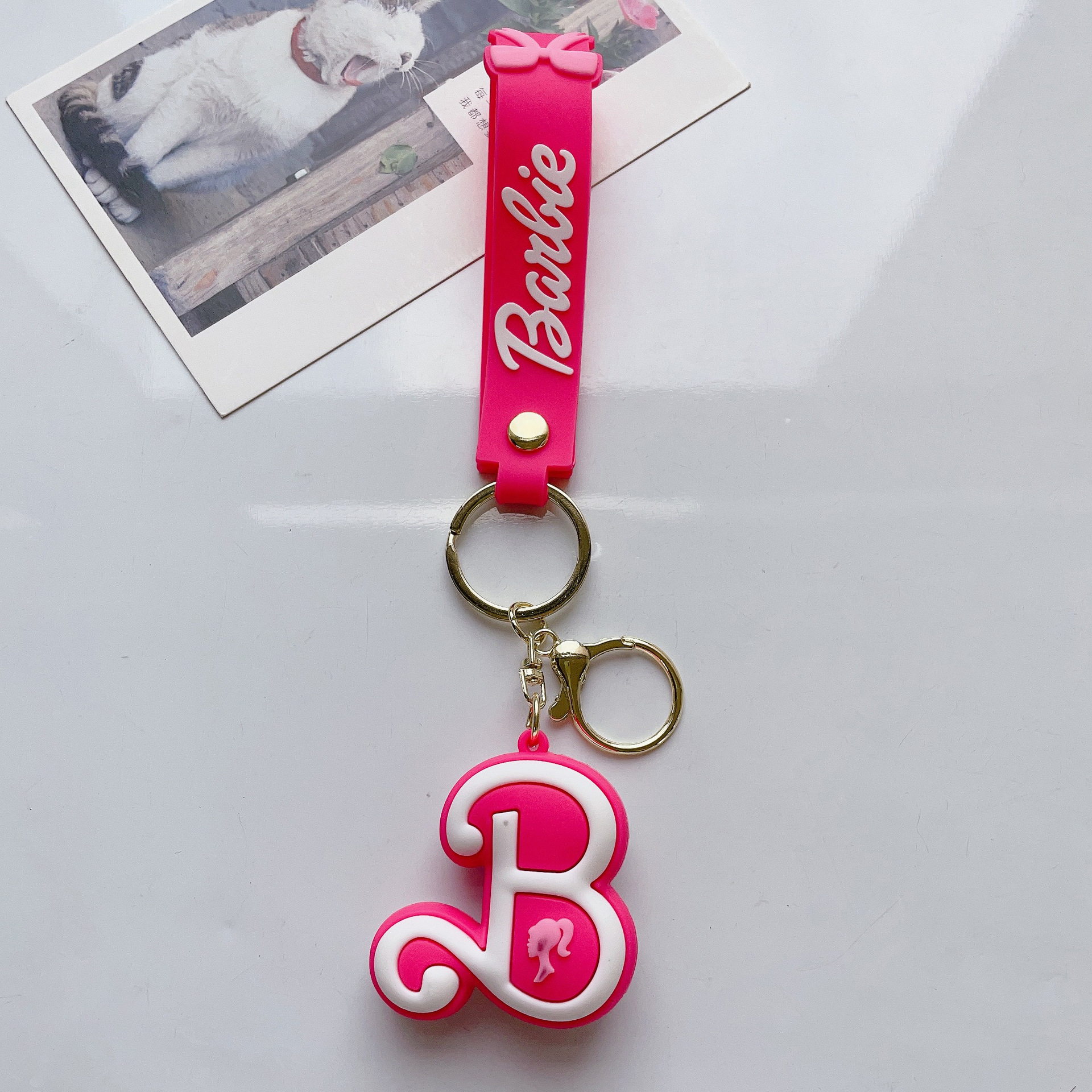 New Cross-Border Hot Selling Pink Barbie Keychain Cartoon Barbie Baby Doll Delicate Girl Schoolbag Pendant