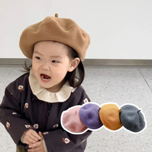 一潘 宝宝帽子秋冬款韩版时尚新款女童保暖蓓蕾帽羊毛儿童贝雷帽