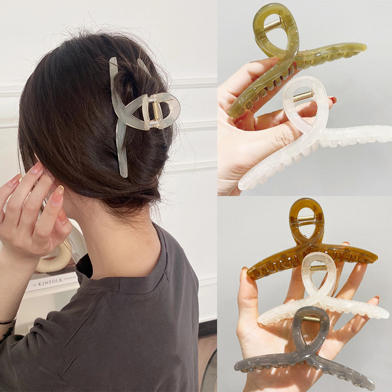 Korean Morandi Jelly Oversized Grip Large Size Grip Hairpin Hair Volume Hair Claw Large Size Shark Clip